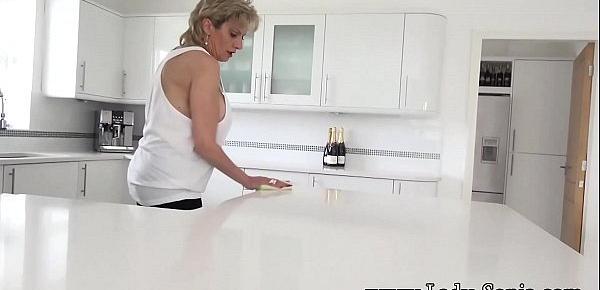  Big tit mature Lady Sonia cleaning and nipple torture